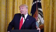 US President Donald Trump announces his Middle East peace plan in the East Room of the White House in Washington, DC on January 28, 2020. Trump says his plan 'could be the last opportunity' for Palestinians. (AFP / MANDEL NGAN)