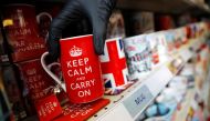 Union flag-themed souvenirs and are pictured displayed for sale in a store in London on February 1, 2020, the day after Britain became the first country to formally leave the EU. AFP / Tolga Akmen 