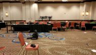 View of the banquet hall the day following 2020 Democratic Presidential Candidate Senator Amy Klobuchar's Iowa Caucus Rally in Des Moines, Iowa, US, February 4, 2020. Reuters/Brenna Norman
 