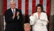 House Speaker Rep. Nancy Pelosi (D-CA) rips up pages of the State of the Union speech after U.S. President Donald Trump finishes his State of the Union speech in the chamber of the U.S. House of Representatives on February 04, 2020 in Washington, DC. Mark