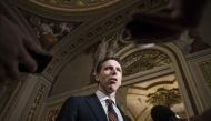 Senator Josh Hawley (R-MO) speaks to the press in the US Capitol during a break on the second day that Senators have the opportunity to ask questions during impeachment proceedings against US President Donald Trump on January 30, 2020 in Washington, DC. S
