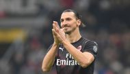 FILE PHOTO:  AC Milan's Zlatan Ibrahimovic reacts REUTERS/Daniele Mascolo