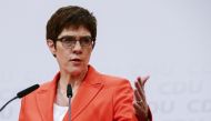 German Defense Minister Annegret Kramp-Karrenbauer makes a speech as she holds a press conference in Berlin, Germany on February 7, 2020. (Abdulhamid Ho?ba? - Anadolu Agency)