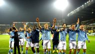 Lazio players celebrate after the match. Reuters/Massimo Pinca