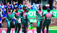 Bangladesh's Shoriful Islam (2nd R) celebrates with teammates after the dismissal of India's Siddhesh Veer during the ICC Under-19 World Cup cricket finals between India and Bangladesh at the Senwes Park, in Potchefstroom, on February 9, 2020.  AFP / Mich