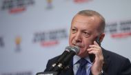  Turkish President Recep Tayyip Erdogan attends award ceremony at provincial directorate of his ruling Justice and Development (AK) Party in Istanbul, Turkey on February 15, 2020. ( Murat Kula - Anadolu Agency 