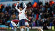 Tottenham Hotspur's Son Heung-min celebrates at the end of the match as Aston Villa players look dejected (Reuters/Andrew Boyers)