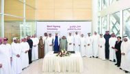 H E Ahmad bin Mohammed Al Sayed, Minister of State and Chairman of Qatar Free Zones Authority; Sheikh Faisal bin Qasim Al Thani,  Chairman of Qatar Businessmen Association (QBA), Hussein Al Fardan, First Deputy to the QBA Chairman, with other prominent Qa