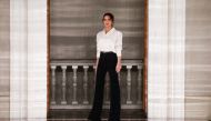 Designer Victoria Beckham at the end of her catwalk show during London Fashion Week in London, Britain, February 16, 2020. REUTERS/Henry Nicholls