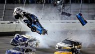 NASCAR Cup Series driver Ryan Newman (6) wrecks during the Daytona 500 at Daytona International Speedway, Feb 17, 2020. Credit: Peter Casey-USA TODAY Sports
 