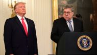US President Donald Trump and Attorney General William Barr participate in a presentation ceremony of the Medal of Valor and heroic commendations to civilians and police officers who responded to mass shootingsin Dayton, Ohio and El Paso, Texas during a c