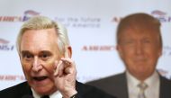 Roger Stone speaks before signing copies of his book ‘The Making of the President 2016’ in Boca Raton on March 21, 2017. AFP / Getty Images North America / Joe Raedle