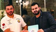 Qatari driver Khalid Al Mohannadi (left) with Zaid Yaaroub, Marketing Director of Universe Sports Marketing. 