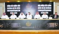 FROM LEFT: QFC Chief Executive Officer, Yousuf Al Jaida, Dr. Osama Qais Al Derai’ei, Managing Director and CEO of Bait Al Mashura Finance Consultations; Dr. Khalid bin Ibrahim Al Sulaiti, Deputy Chairman of Bait Al Mashura addressing the media, yesterday.