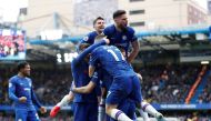 Chelsea's Marcos Alonso celebrates scoring their second goal with Olivier Giroud and teammates Action Images via Reuters/Paul Childs  