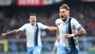 Lazio's Ciro Immobile celebrates scoring their second goal REUTERS/Massimo Pinca