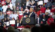 US President Donald Trump addresses supporters during a Keep America Great campaign rally at the Broadmoor World Arena in Colorado Springs, Colorado on February 20, 2020. (Jason Connolly/ Anadolu Agency)
 