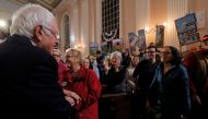 Bernie Sanders greets audience members at a campaign town hall meeting in Portsmouth, New Hampshire, US, November 24, 2019. Reuters / Brian Snyder