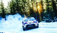 One of GAZOO Racing World Rally Team's drivers in action during the Rally Sweden.