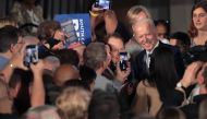 Democratic presidential candidate former Vice President Joe Biden celebrates with his supporters after declaring victory at an election-night rally at the University of South Carolina Volleyball Center on February 29, 2020 in Columbia, South Carolina. Sco