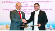 Ibrahim Jassim Al Othman (left), President, CEO and Board member of UDC, and Akrame Benallal, CEO of Shirvan Metisse, at the signing ceremony, recently.  
