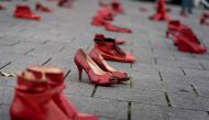 Representative image (A picture taken on November 24, 2019, in Brussels shows red shoes set up on the ground for the victims during a protest to condemn violence against women. AFP / Kenzo Tribouillard) 
 