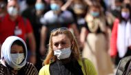 Palestinian citizens wear masks to protect themselves from coronavirus (COVID-19) at public places in Bethlehem, West Bank on March 05, 2020. (Wisam Hashlamoun / Anadolu Agency)