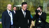 Hungary's Minister of Foreign Affairs and Trade Peter Szijjarto (C) arrives at the Informal meeting of EU Foreign Affairs ministers (Gymnich) at Luznica Castle near Zagreb on March 5, 2020. / AFP / Damir Sencar 