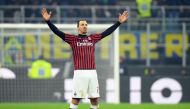 FILE PHOTO: AC Milan's Zlatan Ibrahimovic celebrates scoring their second goal REUTERS/Daniele Mascolo
