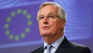 A file photo dated on March 05, 2020 shows European Union Chief Brexit negotiator Michel Barnier speaking during a press conference after the first round of UK-EU negotiations in Brussels. (Dursun Aydemir - Anadolu Agency)