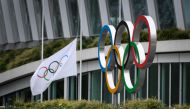 The Olympic Rings are pictured in front of the headquarters of the International Olympic Committee (IOC) in Lausanne on March 22, 2020, as doubts increase over whether Tokyo can safely host the summer Games amid the spread of the COVID-19. AFP / Fabrice C