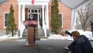 Canadian Prime Minister Justin Trudeau speaks during a news conference on COVID-19 situation in Canada from his residence March 20, 2020 in Ottawa, Canada. AFP / Dave Chan