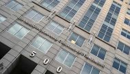 In this file photo taken on May 9, 2019 a US Immigration and Customs Enforcement building is seen in Washington, DC. / AFP / EVA HAMBACH
