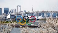 Olympic rings monument at Rainbow Bridge, Odaiba, Tokyo. On Monday the IOC announced that the Tokyo 2020 Summer Olympics Games would be postponed due to the COVID-19 coronavirus pandemic. Mandatory Credit: Yukihito Taguchi-USA TODAY Sports