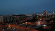 A deserted Plaza de Colon square is seen during the coronavirus disease (COVID-19) outbreak in Madrid, Spain, March 28, 2020. REUTERS/Susana Vera