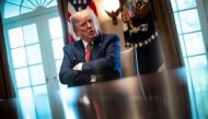 U.S. President Donald trump speaks during a meeting with supply chain distributors in the Cabinet Room of the White House in Washington, U.S., March 29, 2020. REUTERS/Al Drago