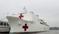 NEW YORK, USA - MARCH 30: USNS Comfort, the hospital ship is docked at the Pier 90 in New York, United States on March 30, 2020. ( Tayfun Co?kun - Anadolu Agency )
