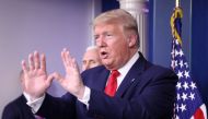 FILE PHOTO: U.S. President Donald Trump addresses the daily coronavirus task force briefing at the White House in Washington, U.S., April 3, 2020. REUTERS/Tom Brenner/File Photo