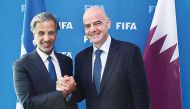 Qatar Football Association  President, Sheikh Hamad bin Khalifa Al Thani with FIFA President Gianni Infantino are seen in this file photo. 