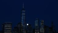 NEW YORK, USA - APRIL 7: Super Pink Moon is seen over New York City, United States on April 7, 2020. ( Tayfun Co?kun - Anadolu Agency )