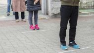 SEOUL, SOUTH KOREA - APRIL 15: Citizens wait on a queue by keeping social distance to cast their votes at a polling station during the 21st General Election amid the coronavirus outbreak in Seoul, South Korea on April 15, 2020. ( Jong Hyun Kim - Anadolu A