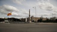  A view of deserted Columbus Square is seen after precautions against the spread o in Madrid, Spain on April 17, 2020. Burak Akbulut - Anadolu
