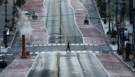 A deserted 42nd Street is seen in midtown New York on April 19, 2020 during the COVID-19, coronavirus epidemic. (AFP / TIMOTHY A. CLARY)