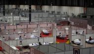 MADRID, SPAIN - APRIL 21: A general view of IFEMA field hospital adapted from a convention and fair center in order to alleviate the burden of the hospitals due to the novel coronavirus (COVID-19) pandemic is seen in Madrid, Spain on April 21, 2020. ( Bur