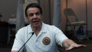 (FILES) In this file photo taken on March 27, 2020 New York Governor Andrew Cuomo speaks to the press at the Jacob K. Javits Convention Center in New York. / AFP / Bryan R. Smith