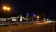 General view of the Conwy Castle, lit up with blue lights in support of the NHS, as the spread of the coronavirus disease (COVID-19) continues, in Conwy, Britain April 24, 2020. Picture taken with long exposure. REUTERS/Molly Darlington