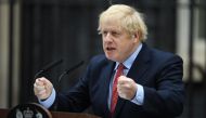 Britain's Prime Minister Boris Johnson gives a statement in Downing Street in central London on April 27, 2020 after returning to work following more than three weeks off after being hospitalised with the COVID-19 illness.  / AFP / DANIEL LEAL-OLIVAS