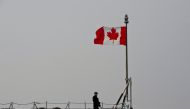 (FILES) This file photograph taken on March 13, 2015, shows a Canadian soldier as he stands on board frigate HMCS Fredericton docked at Constanta Harbour in Constanta, Romania. AFP / Daniel Mihailescu  