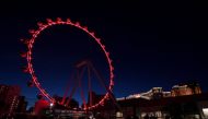 LAS VEGAS, NEVADA - MAY 05: The High Roller at The Linq Promenade is lit with red lights as part of a 