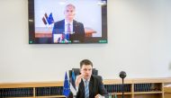 Estonian Prime Minister Juri Ratas attends a video call with his Latvian counterpart Krisjanis Karins and Lithuanian Prime Minister Saulius Skvernelis following the outbreak of the coronavirus disease (COVID-19) in Tallinn, Estonia May 6, 2020. Estonian G